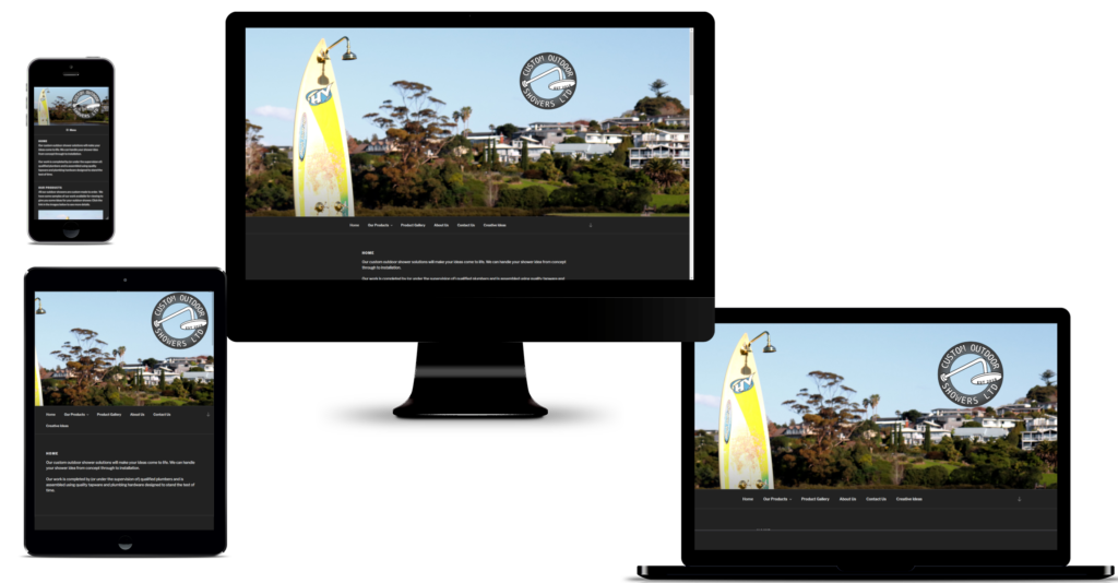 Custom Outdoor Showers NZ Site Mockup